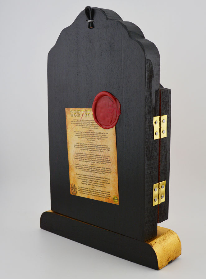 Icona Trittico Vergine di Korsun su Foglio d'Oro - 26 cm (pic 4)
