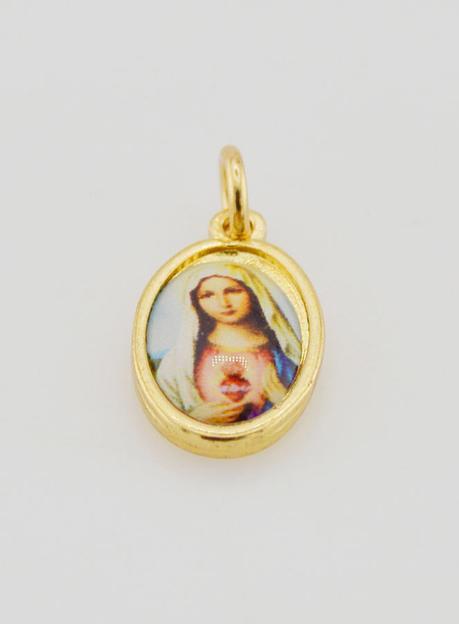 Medaglia Sacro Cuore di Maria Dorata - 15 mm (pic 2)