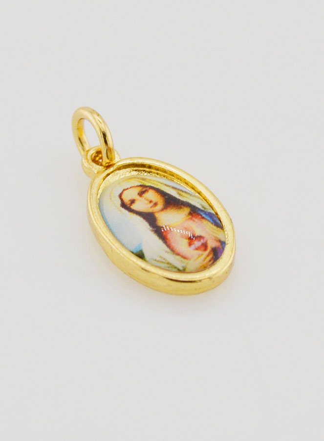 Medaglia Sacro Cuore di Maria Dorata - 15 mm (pic 3)