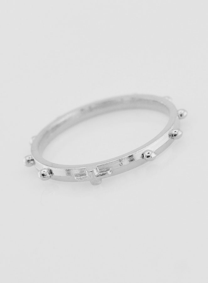 Anello Religioso Rosario Argentato - Taglia 64 (pic 3)