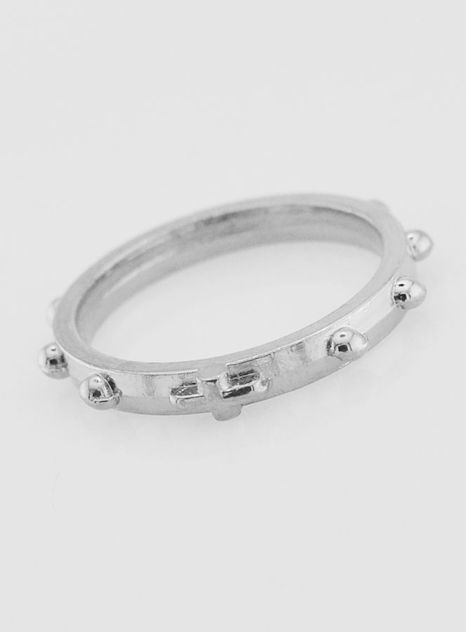 Anello Religioso Rosario Argentato - Taglia 51 (pic 3)