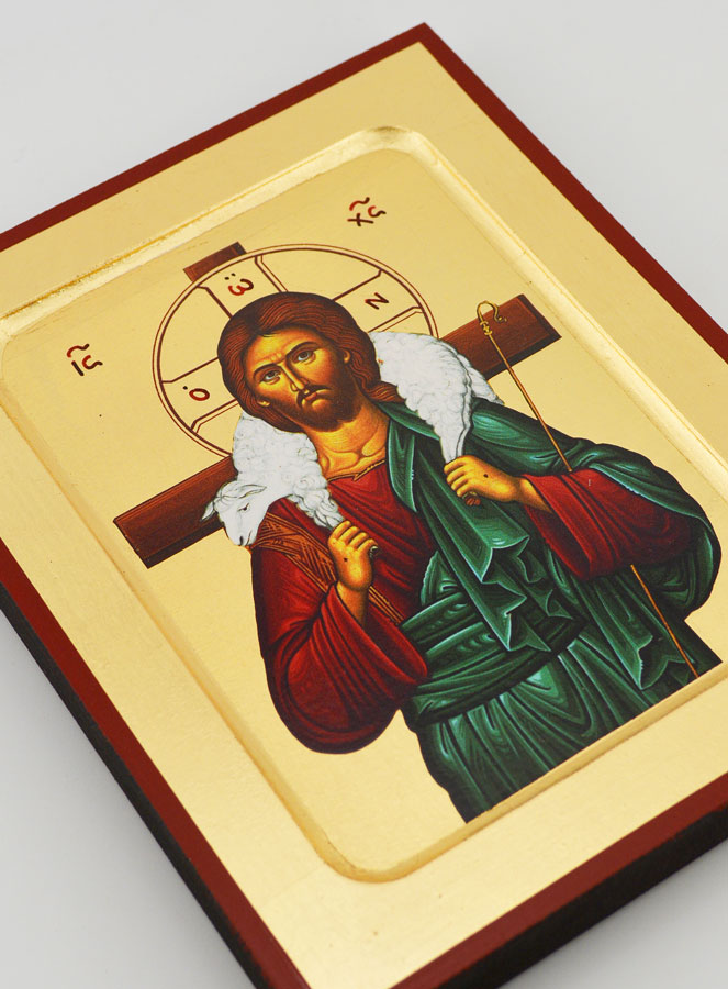 Icona Bizantina di Gesù Cristo Buon Pastore - 17 cm (pic 3)