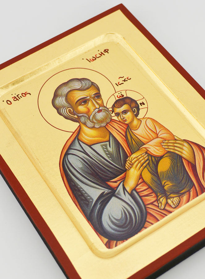 Icona Bizantina San Giuseppe con Gesù Bambino - 17 cm (pic 3)