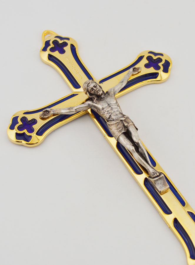 Crocifisso Vetrata in Metallo Dorato - 17cm (pic 3)