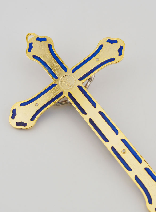 Crocifisso Vetrata in Metallo Dorato - 17cm (pic 4)