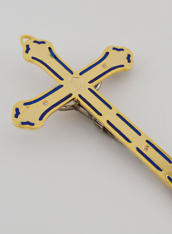 Crocifisso Vetrata in Metallo Dorato - 13cm (pic 4)