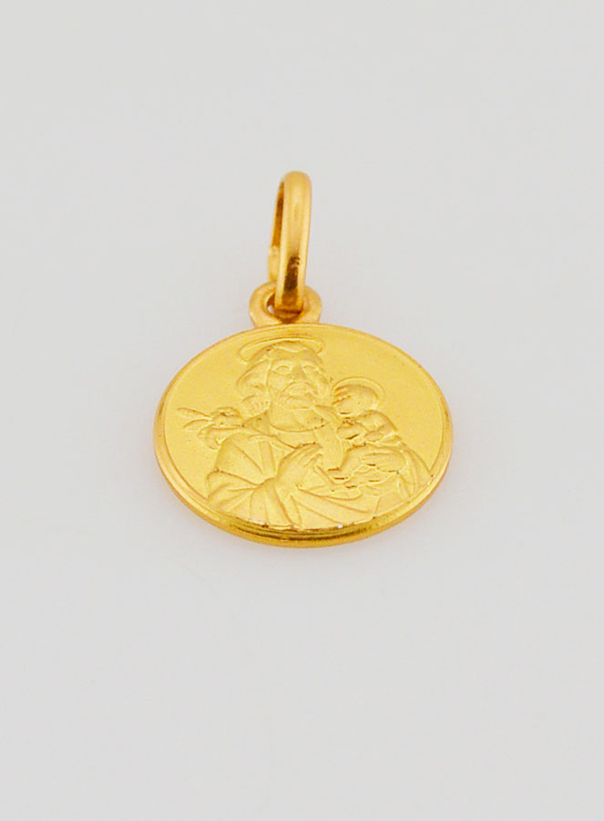 Medaglietta San Giuseppe Placcato Oro - 12mm (pic 2)