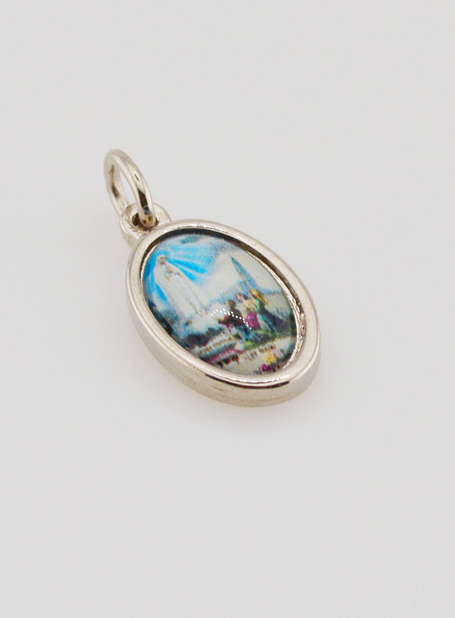 Medaglia Nostra Signora di Fatima Argentata - 14 mm (pic 3)