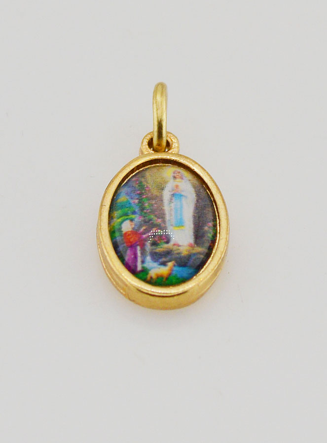 Medaglia Nostra Signora di Lourdes Dorata - 14 mm (pic 2)