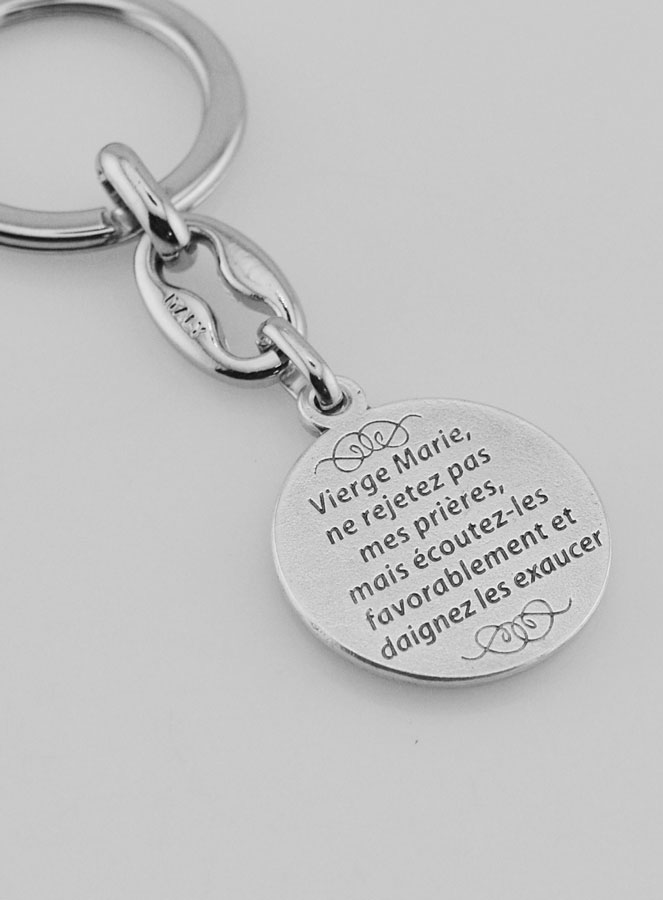 Portachiavi della Santa Vergine Miracolosa Argentato con Preghiera (pic 4)
