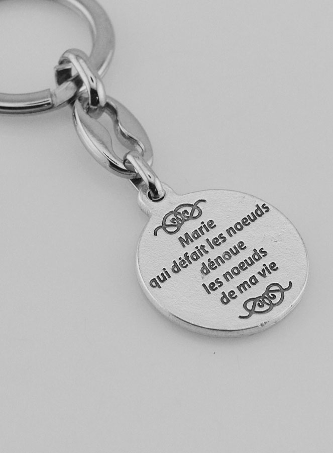 Portachiavi di Maria che Scioglie i Nodi Argentato con Preghiera (pic 4)