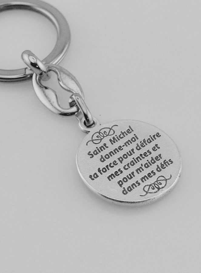 Portachiavi di San Michele Arcangelo Argentato con Preghiera (pic 4)