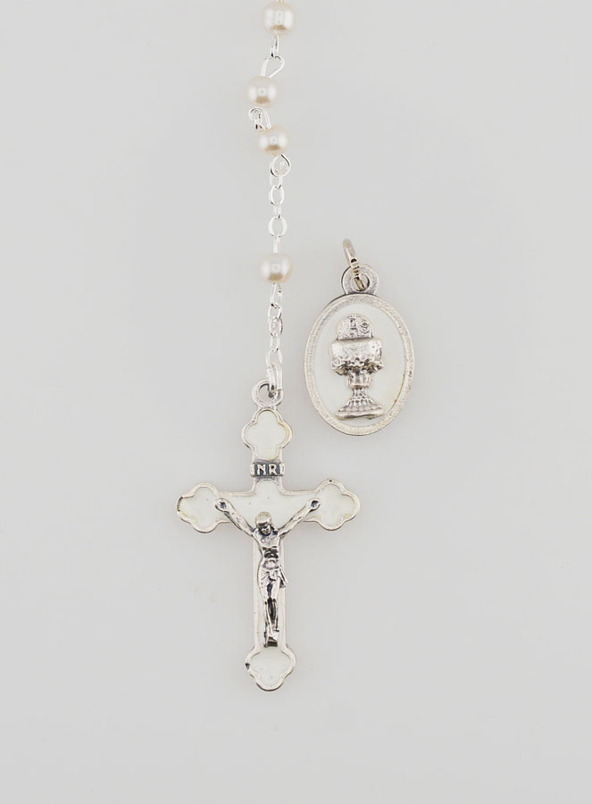 Rosario Prima Comunione Argentato + Medaglia Eucaristica (pic 3)