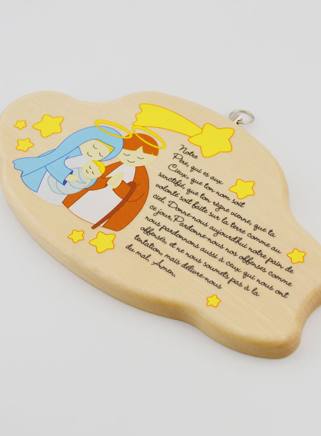 Icona in Legno con Preghiera Padre Nostro e Santa Famiglia - 17 cm (pic 3)
