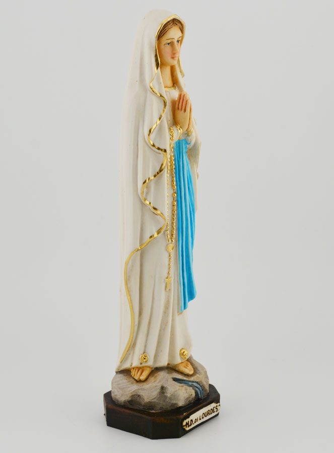 Statua policroma Madonna di Lourdes dipinta a mano - 20 cm (pic 3)