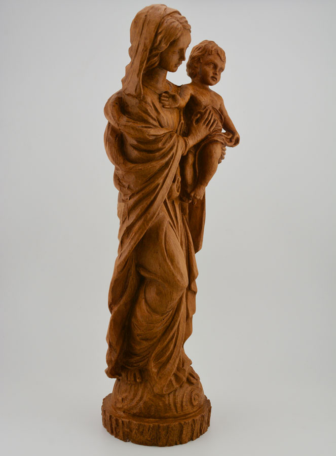 Statua Madonna con Gesù Bambino - Colore legno - 30 cm (pic 3)