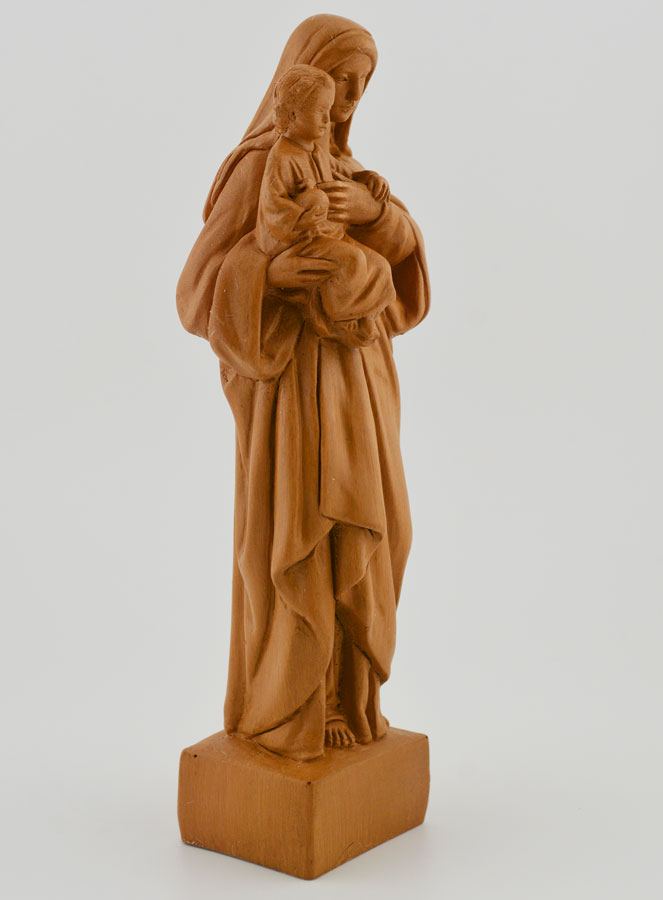 Statua Madonna con Gesù Bambino - Colore legno - 16 cm (pic 3)