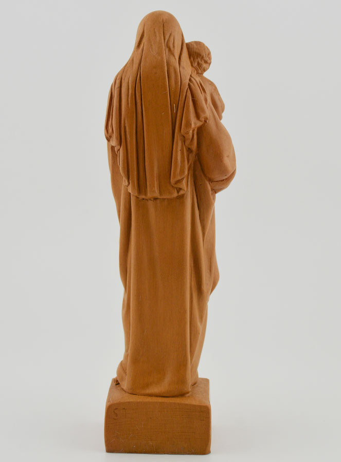 Statua Madonna con Gesù Bambino - Colore legno - 16 cm (pic 4)