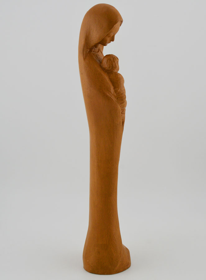 Statua Madonna con Gesù Bambino - Colore legno - 22 cm (pic 3)