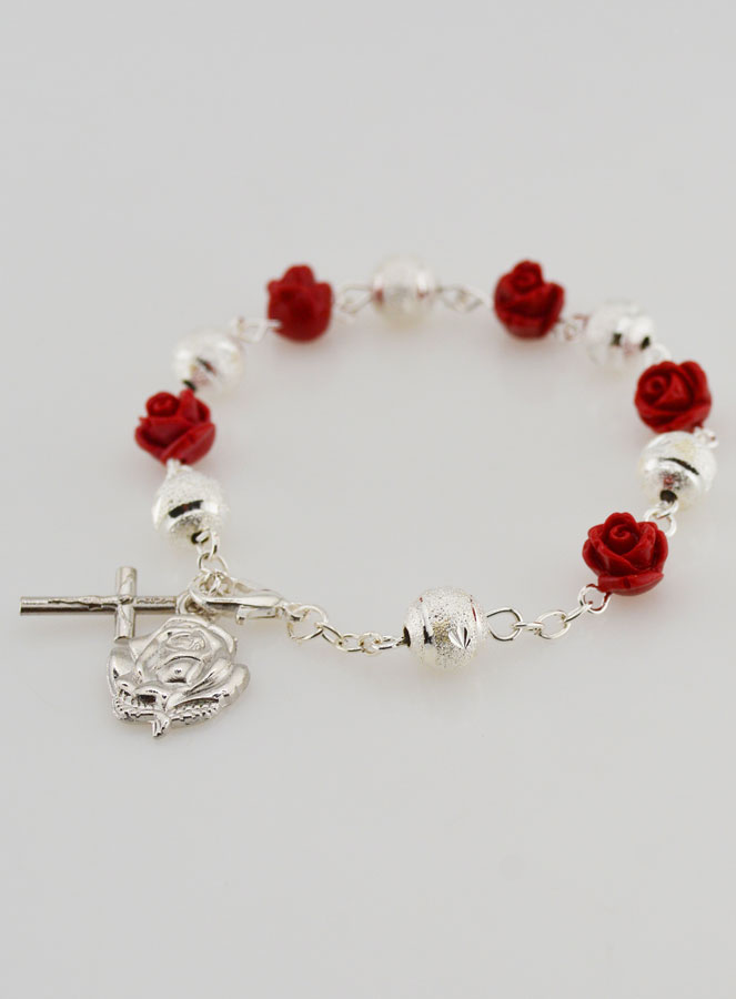 Bracciale religioso di Santa Teresa Rose Perlate (pic 4)