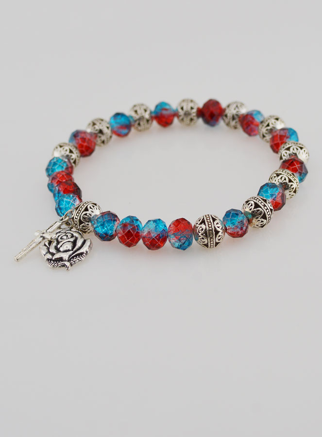 Bracciale Decina del Rosario Perle di Cristallo e Perle d'Argento (pic 4)