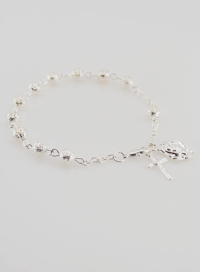 Bracciale Rosario in Perle d'Argento 6mm (pic 3)