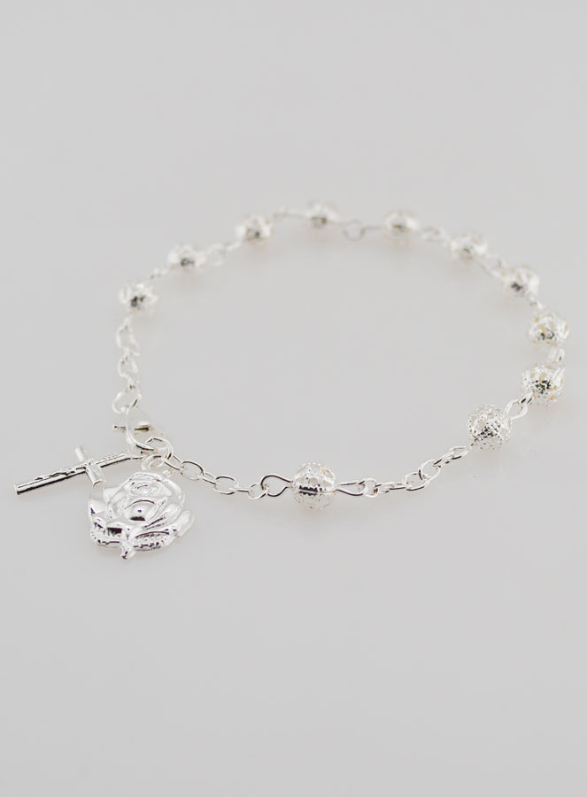 Bracciale Rosario in Perle d'Argento 6mm (pic 4)