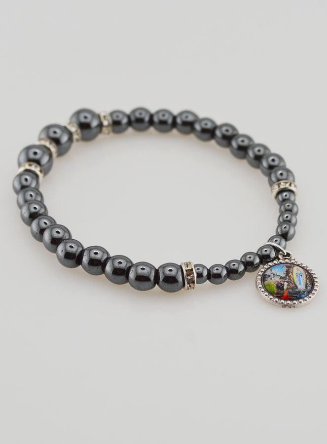 Bracciale Decina del Rosario in Perle di Ematite e Cristallo Nero (pic 3)
