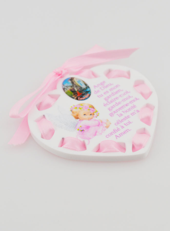 Icona Angelo Custode Rosa - Regalo di Battesimo Bambina - 7 cm (pic 3)