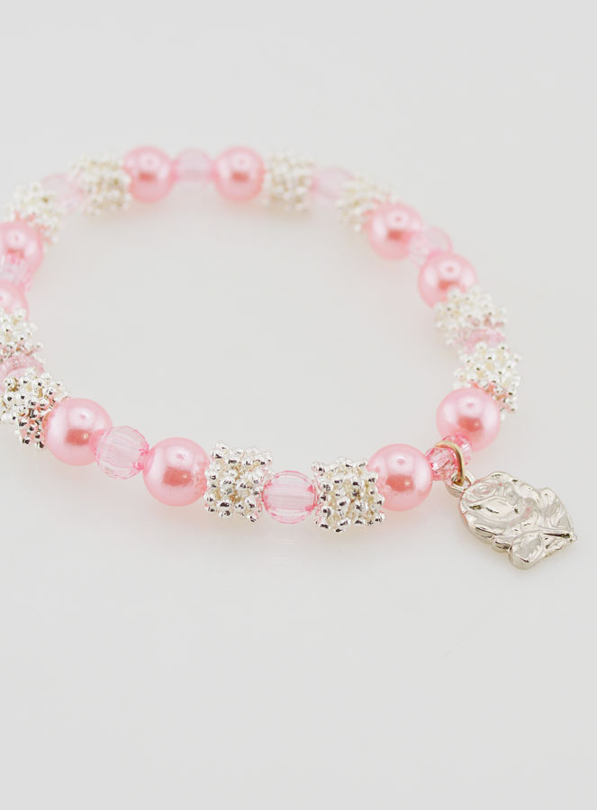 Bracciale Religioso Medaglietta di Lourdes - Perle Rosa (pic 3)