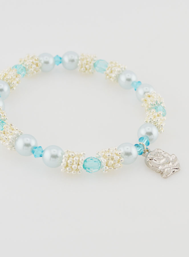Bracciale Religioso Medaglietta di Lourdes - Perle Blu (pic 3)