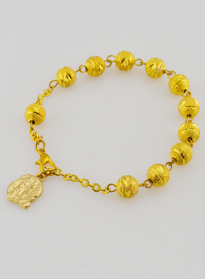 Bracciale Decina del Rosario di Lourdes - Perle d'Oro - 19cm (pic 4)