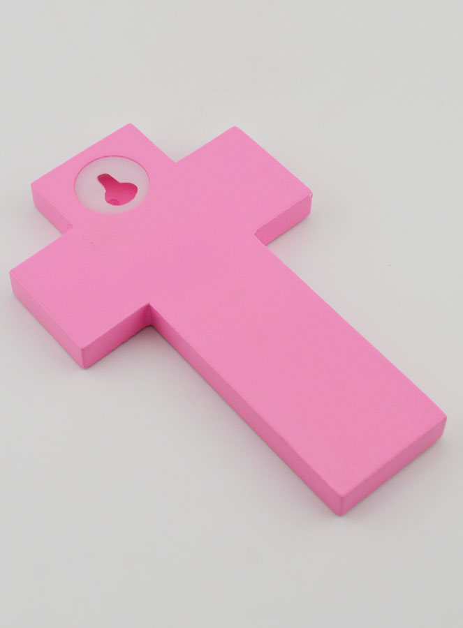 Croce Bambina Colomba dello Spirito Santo Rosa - 12cm (pic 4)