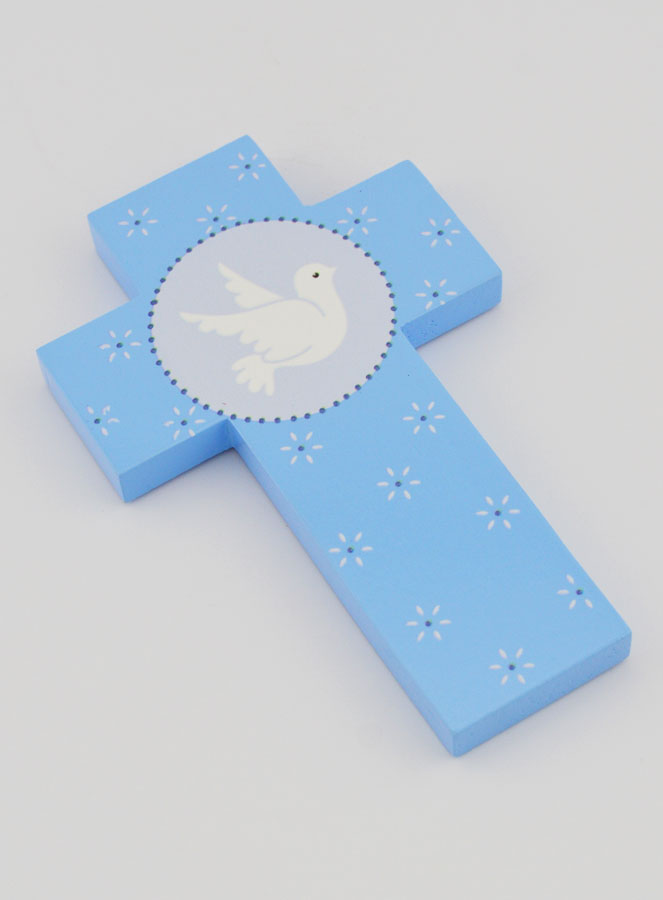 Croce Bambino Colomba Spirito Santo Blu - 12cm (pic 3)