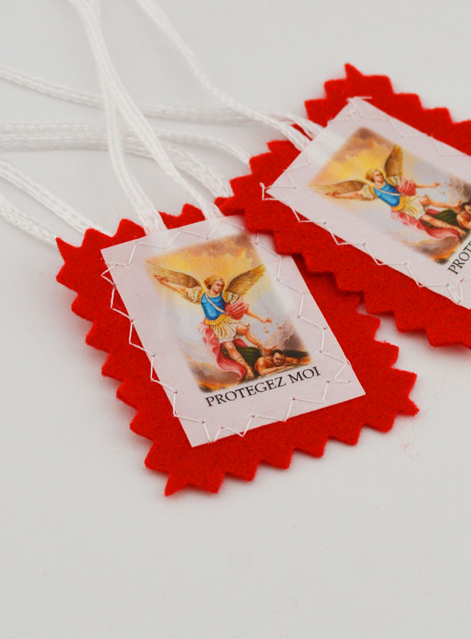 Scapolare dell'Arcangelo San Michele in Tessuto Rosso - 5 cm (pic 3)