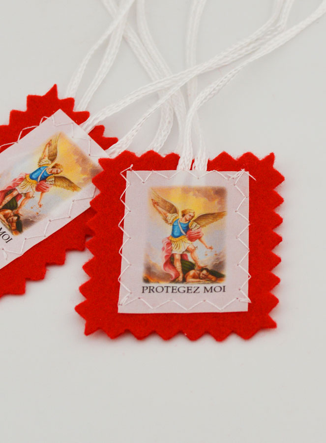 Scapolare dell'Arcangelo San Michele in Tessuto Rosso - 5 cm (pic 4)