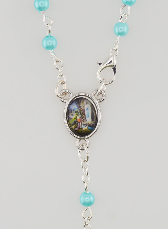 Rosario di Lourdes in Perle di Madreperla Blu con Fermaglio (pic 4)