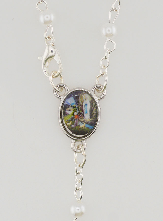 Rosario di Lourdes in Perle di Madreperla Bianca con Fermaglio (pic 4)