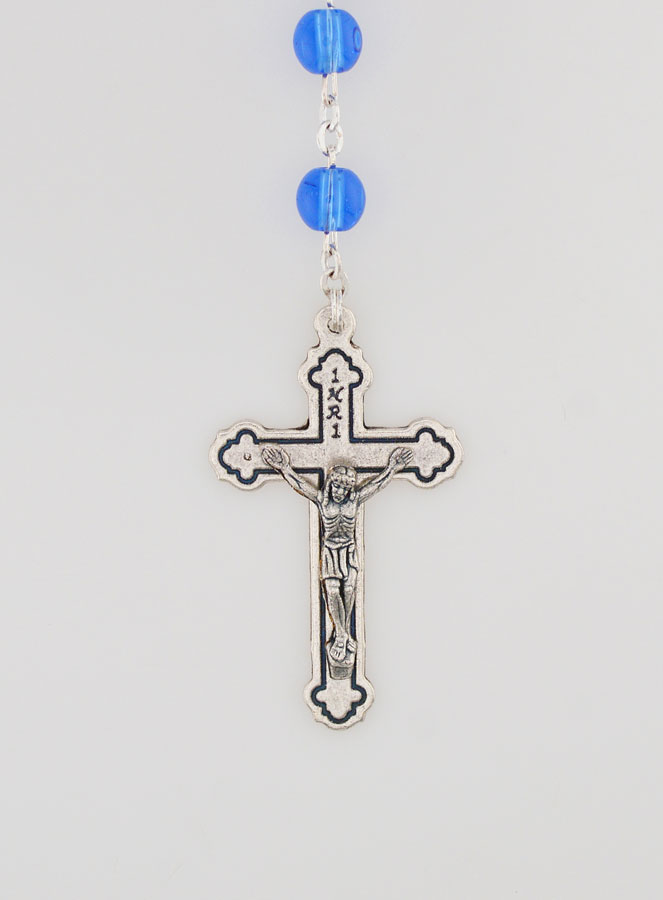 Rosario di Lourdes della Via Crucis in Perle di Cristallo Blu (pic 3)