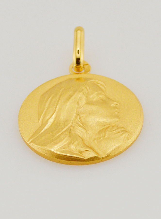 Medaglietta Vergine Maria che prega Placcato Oro - 18mm (pic 2)