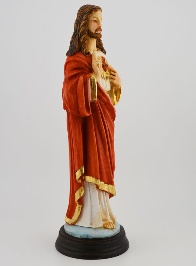 Statua Sacro Cuore di Gesù Cristo dipinta a mano - 25 cm (pic 3)