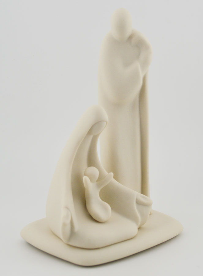 Statua Sacra Famiglia Moderna Artigianale - Porcellana - 16cm (pic 3)