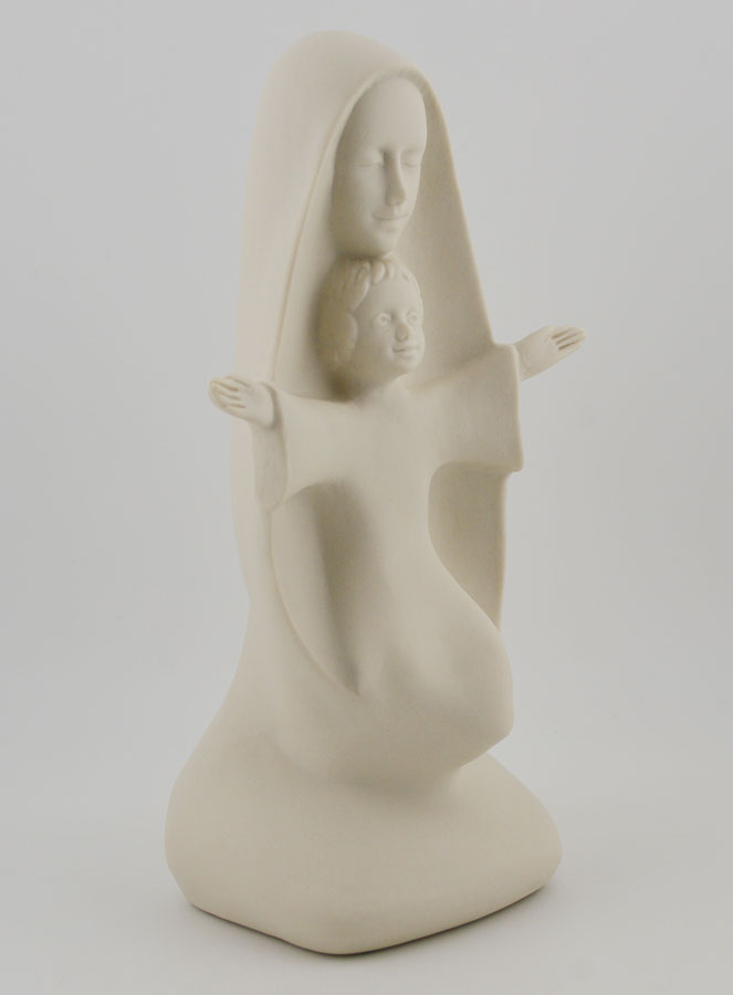 Statua moderna Madonna Con Gesù Bambino - Porcellana - 20 cm (pic 3)