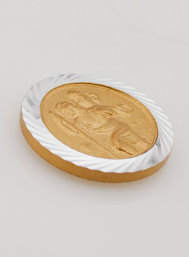 Placca Auto San Cristoforo Argentato e Dorato - 3,5cm (pic 3)