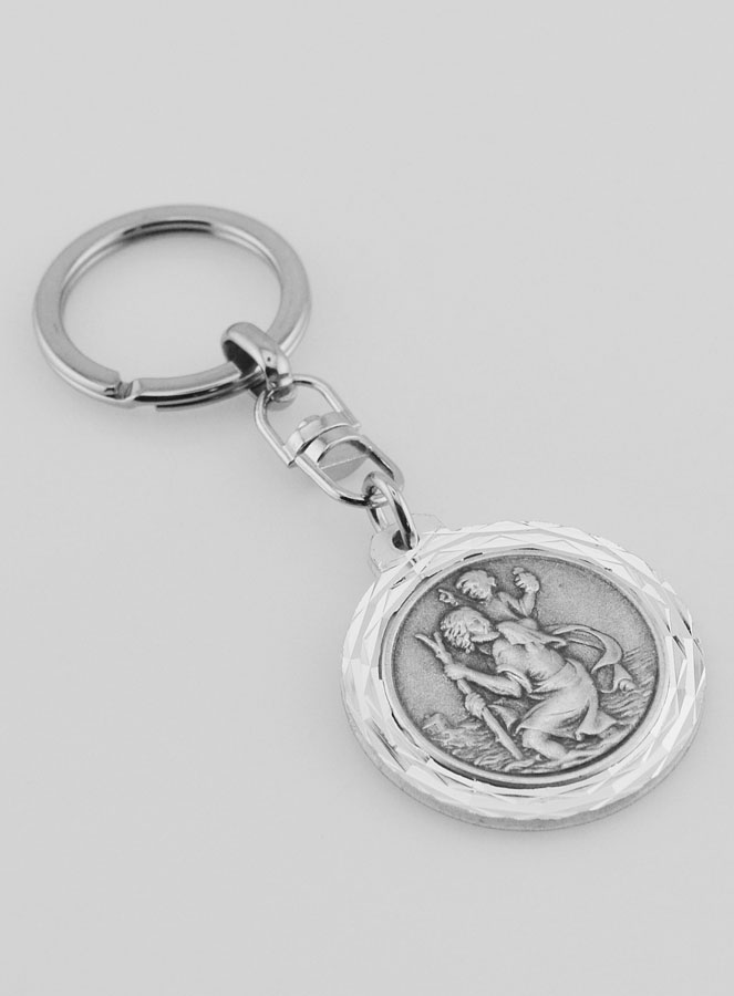 Portachiavi di San Cristoforo Argentato Brillante - 3,5cm (pic 3)