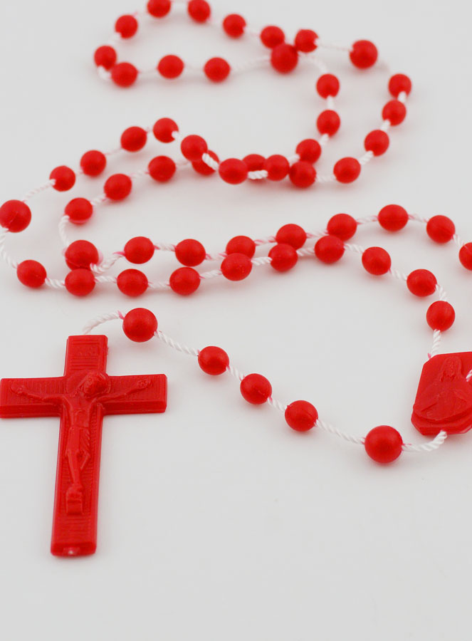 Rosario in Plastica Resistente Rossa x 100 (pic 4)
