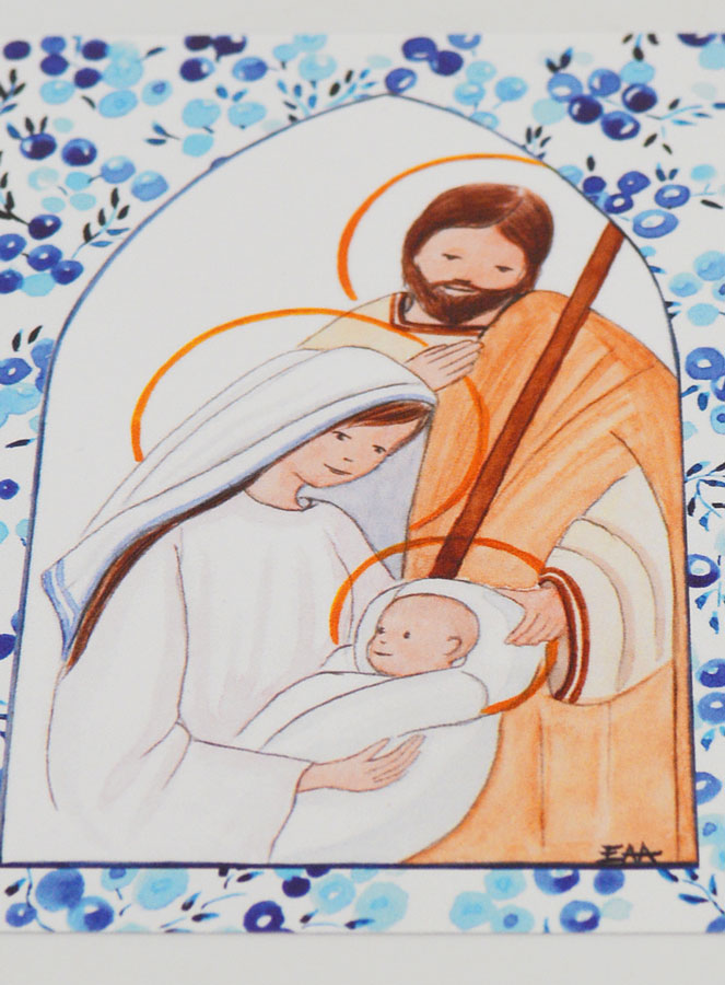 Cartolina di Battesimo - Sacra Famiglia - Blu (pic 2)