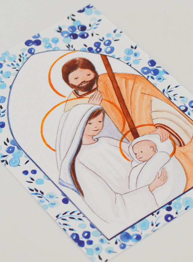 Cartolina di Battesimo - Sacra Famiglia - Blu (pic 3)