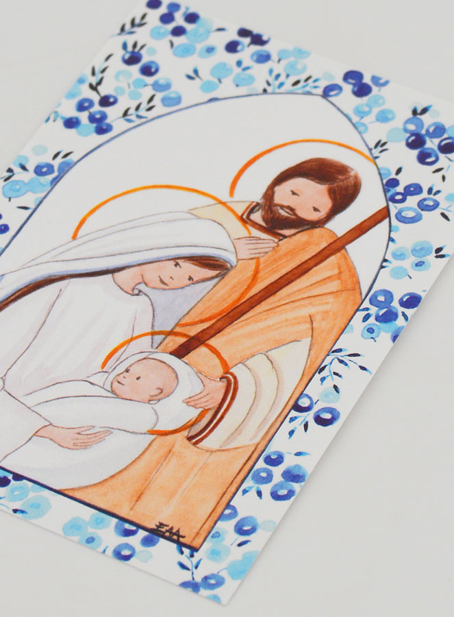 Cartolina di Battesimo - Sacra Famiglia - Blu (pic 4)