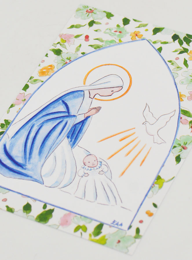 Cartolina di Battesimo - Vergine Maria e Colomba dello Spirito Santo (pic 4)